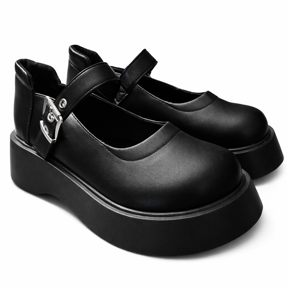 Shoes - Elegant Black Platform Mary Jane Shoes